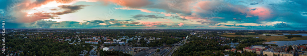 Late summer evening with cloudy sky over Helsinki, Finland