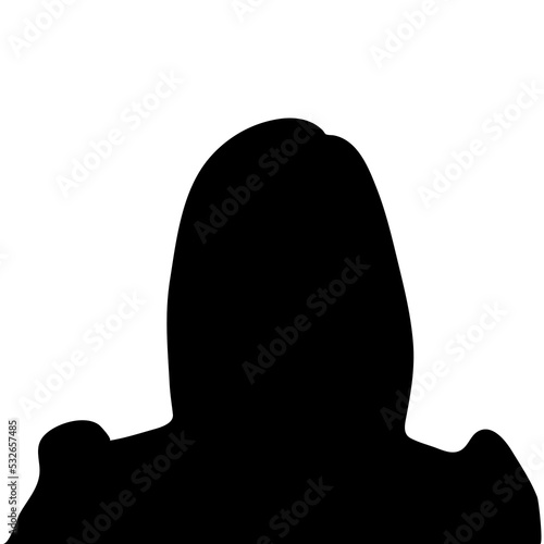 Silhouette of an unknown young woman on a white background.
