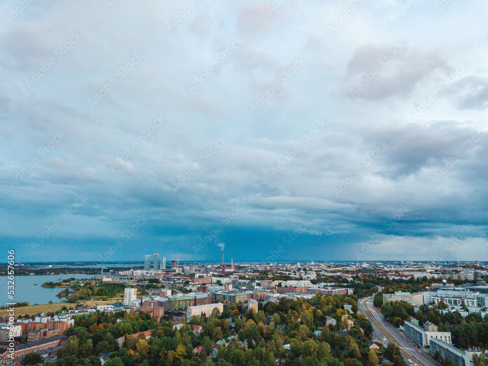 Late summer evening with cloudy sky over Helsinki, Finland