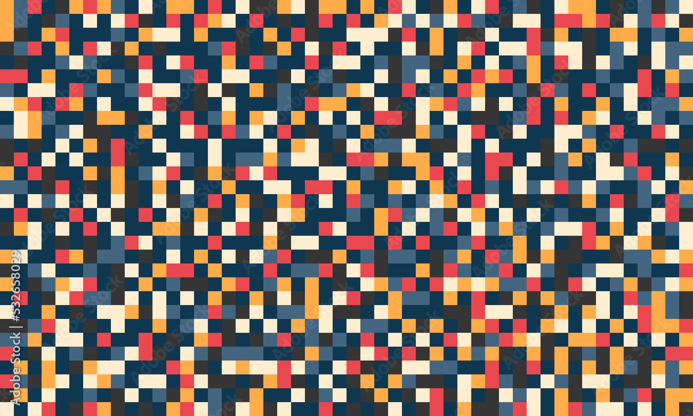 Fototapeta premium Seamless abstract mosaic vector background. Mosaic sunset. Sunset square. Warm tone. For print and fabric, wallpaper, and bag