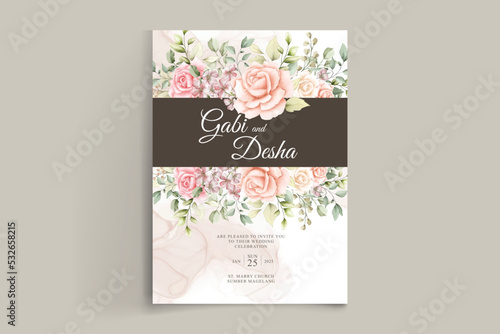 beautiful watercolor roses wedding invitation