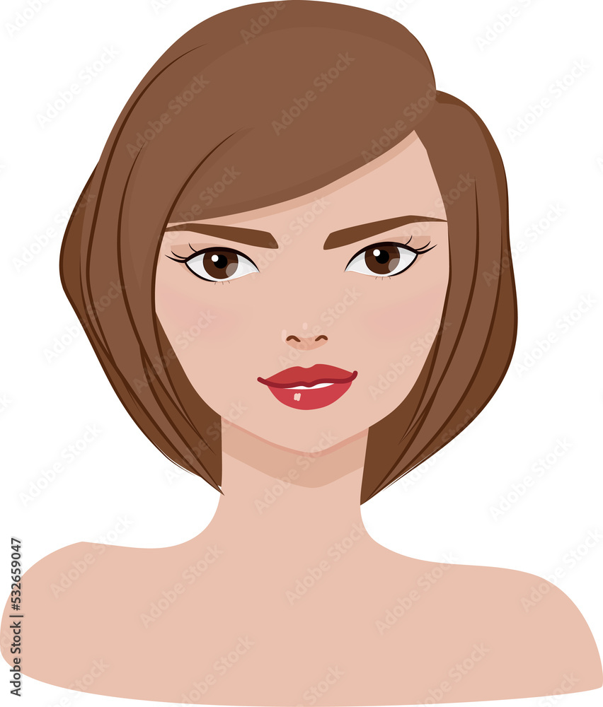 woman face portrait in different hair style