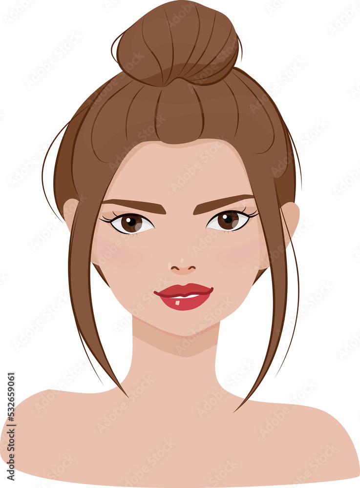 woman face portrait in different hair style woman face portrait in different hair style