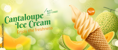 Cantaloupe ice cream banner ad