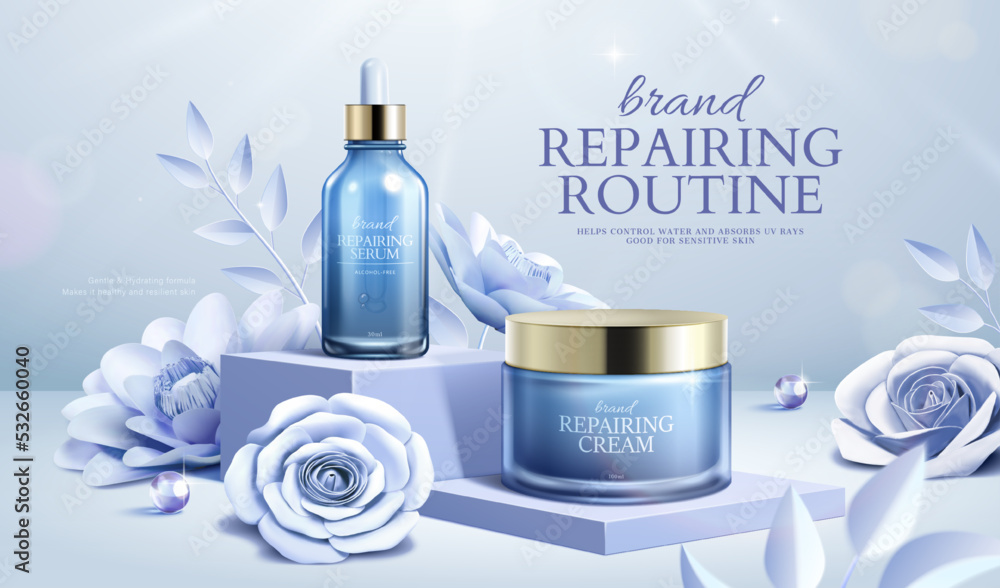 Facial skin repairing products ads