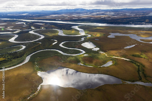 Beautiful landscape view of Kobuk Valley National Park in the arctic of Alaska, one of the least visited national parks in the United States.  photo