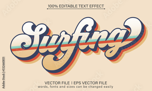 Surf surfing style typography text effect