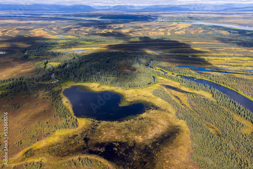 Beautiful landscape view of Kobuk Valley National Park in the arctic of Alaska, one of the least visited national parks in the United States.  photo