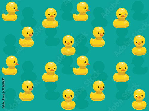 Rubber Duckling Cute Cartoon Character Seamless Wallpaper Background