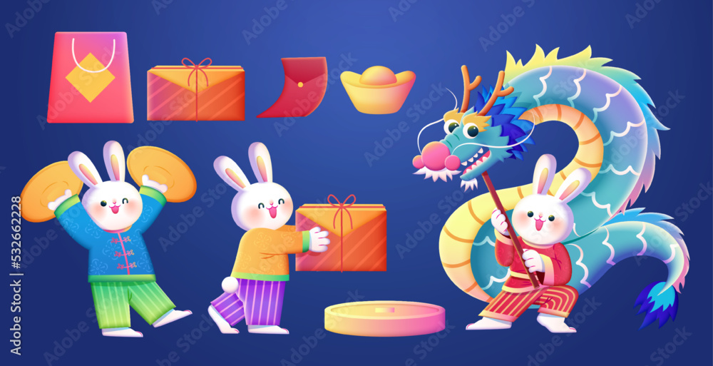 Fototapeta premium Chinese new year set