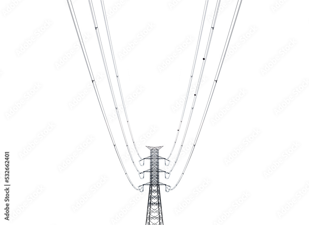 high voltage towers pylon on isolated white background Stock Photo ...