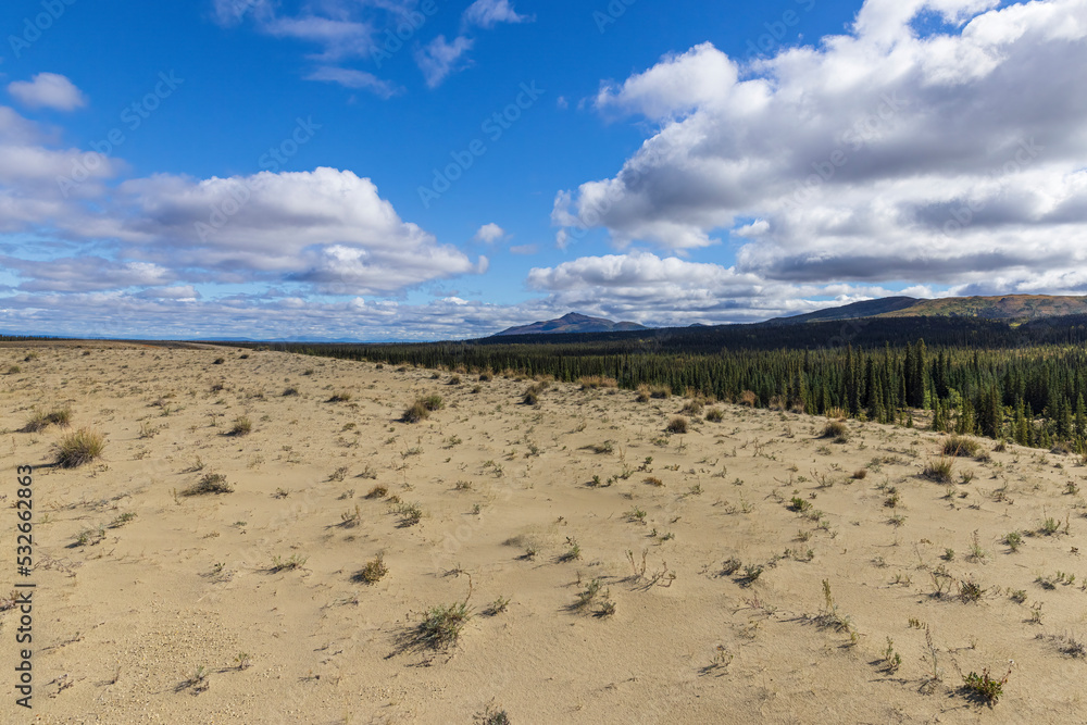 Beautiful landscape view of Kobuk Valley National Park in the arctic of Alaska, one of the least visited national parks in the United States. 