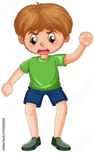 A boy with angry face cartoon character