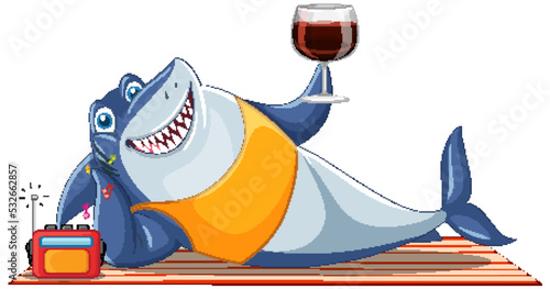 Smiling shark cartoon character