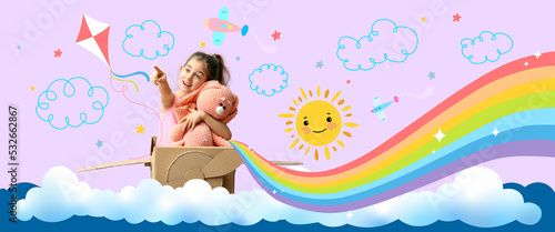 Little girl with toy and ca...