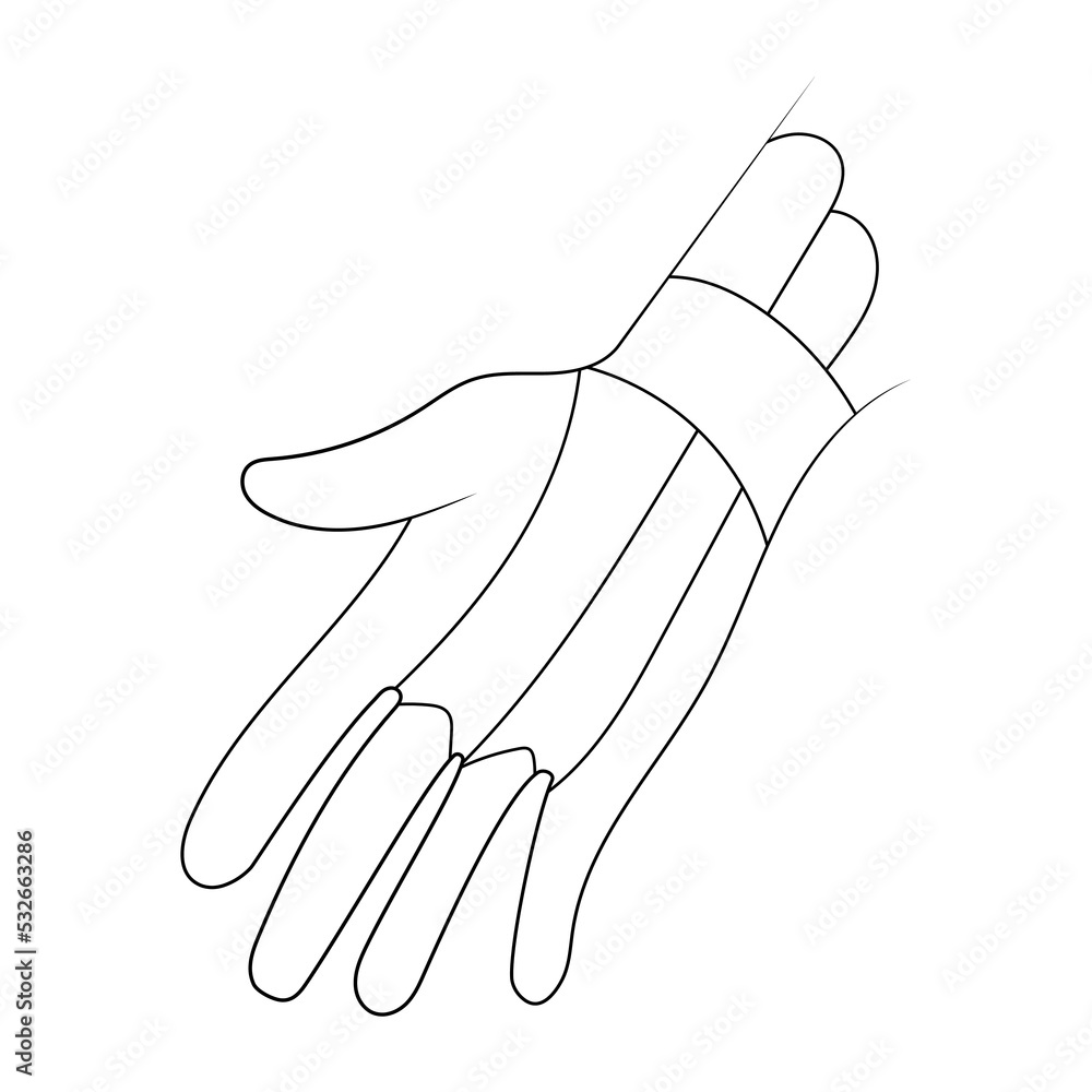 Kinesiology therapeutic sports tape on palm and wrist sketch vector illustration. Kinesiology therapeutic sports tape on palm and wrist sketch vector illustration.