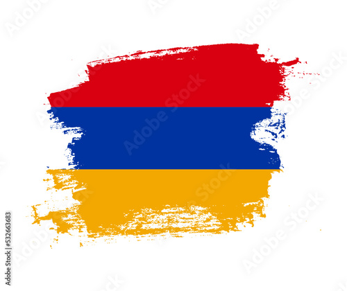 Artistic Armenia national flag design on painted brush concept