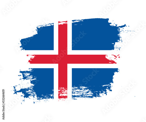 Artistic Iceland national flag design on painted brush concept