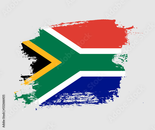 Artistic South Africa national flag design on painted brush concept