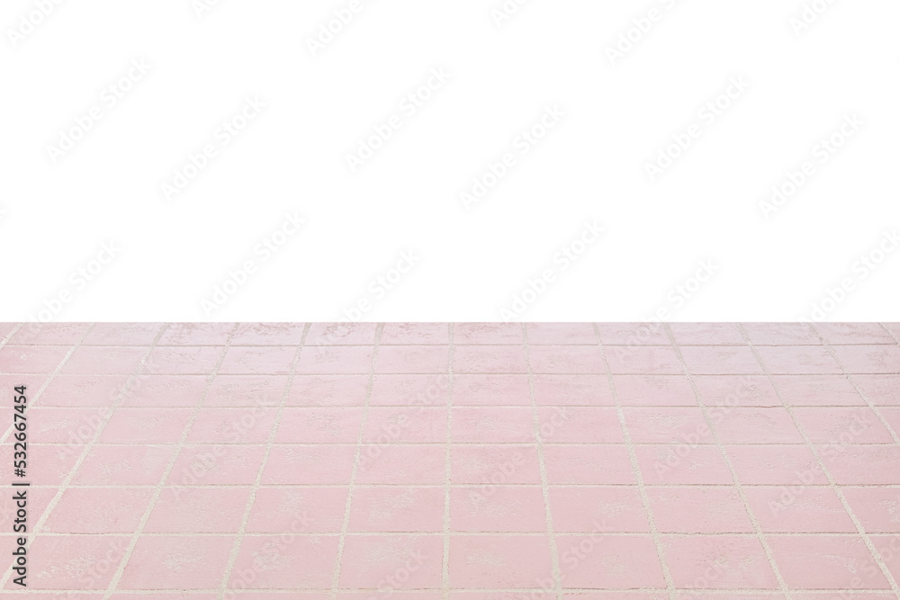 Pink tile surface against white background