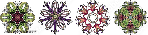 Set of circular mandala patterns for coloring, henna, tattoo, mehndi, books, decoration. Ornate decorative ornament in ethnic oriental style