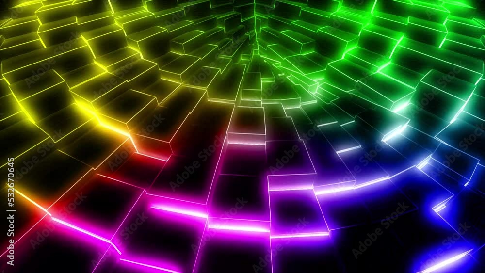 Colorful Neon Glow Cube Wavy Background Colorful Neon Glow Cube Wavy Background