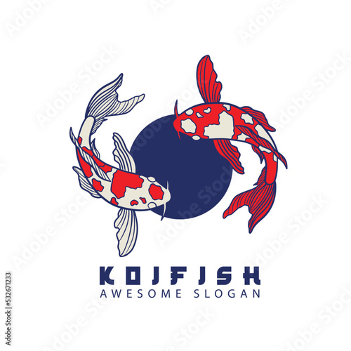 Fish koi logo and symbol vector image