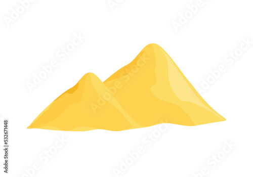 Heap pile of sand isolated on white background. Vector illustration