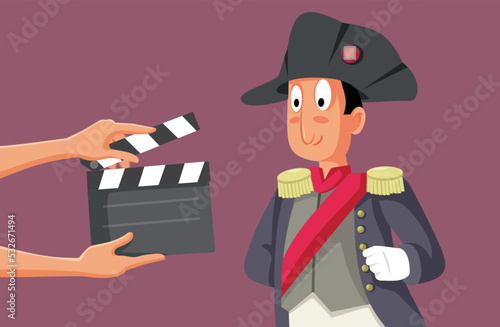Fotografie, Obraz Crew Filming Historical Artistic Movie Vector Cartoon Illustration
