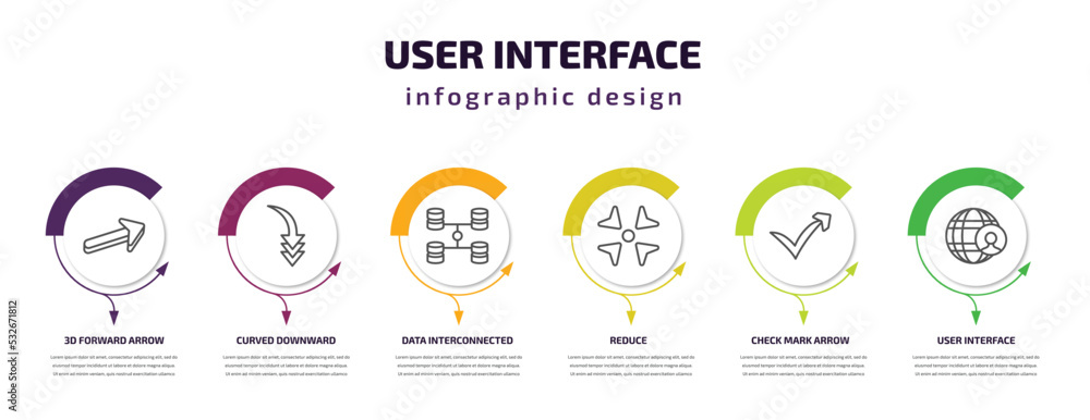user interface infographic template with icons and 6 step or option ...