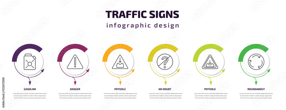 traffic signs infographic template with icons and 6 step or option ...