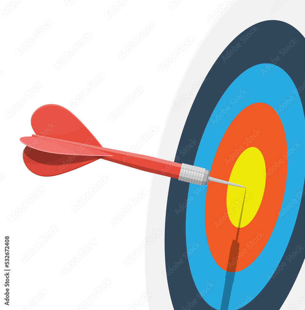 Target with arrow in center. Goal setting. Target with arrow in center. Goal setting.