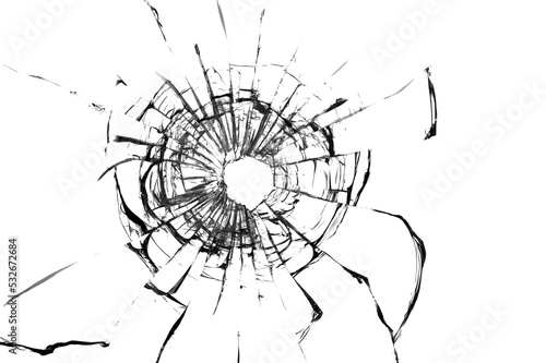 Fotobehang Broken window, background of cracked glass