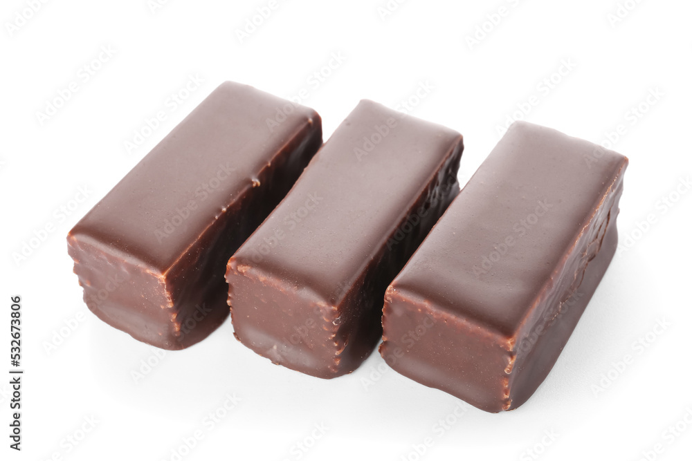 Bird's milk candies isolated on white background Bird's milk candies isolated on white background