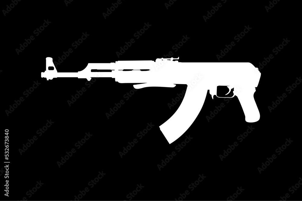 Silhouette of the AK 47 Gun for Pictogram or Graphic Design Element