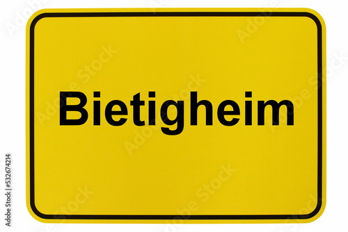 Illustration eines Ortsschildes der Gemeinde Bietigheim in Baden-Württemberg photo