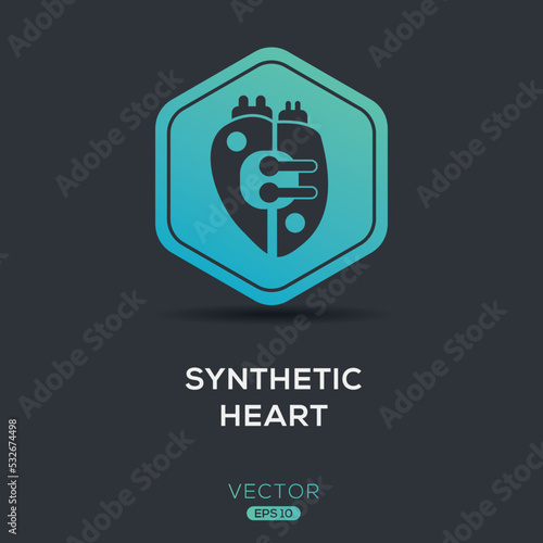 Creative (Synthetic heart) Icon, Vector sign.