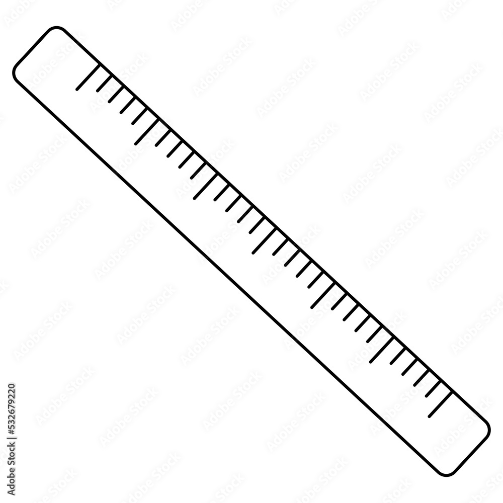 Ruler with measurement scale. Sketch. A tool for measuring distances
