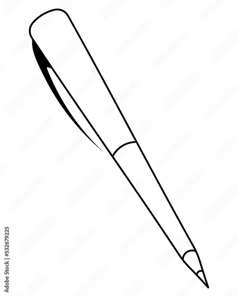 Ballpoint pen. Sketch. Tool with a rod inside. Used for writing, notes, signature. Vector illustration. Outline on isolated background. Doodle style. A must have for your school bag or at work. Ballpoint pen. Sketch. Tool with a rod inside. Used for writing, notes, signature. Vector illustration. Outline on isolated background. Doodle style. A must have for your school bag or at work.