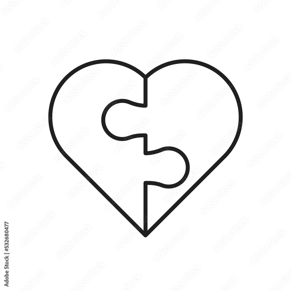 Heart puzzle icon design. Puzzle heart symbol. isolated on white background. vector illustration Heart puzzle icon design. Puzzle heart symbol. isolated on white background. vector illustration