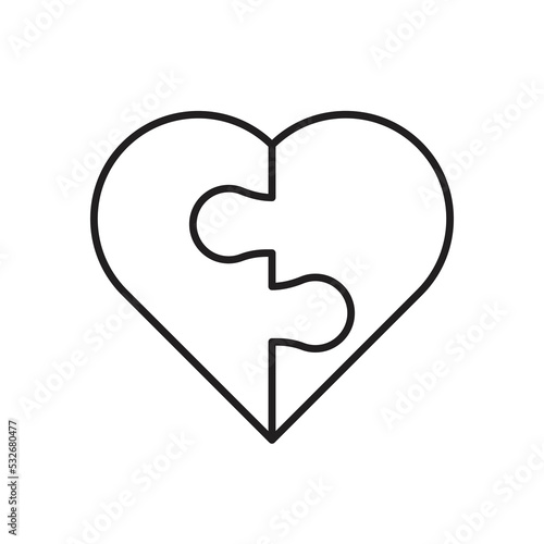 Heart puzzle icon design. Puzzle heart symbol. isolated on white background. vector illustration