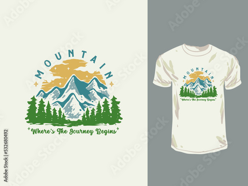 The mountain vibes vintage style illustration
