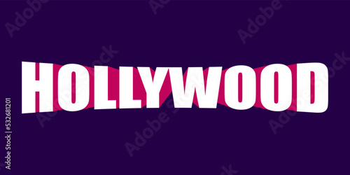 Hollywood pop word calligraphy in bold lettering isolated on background. Word typography design. Vector illustration.