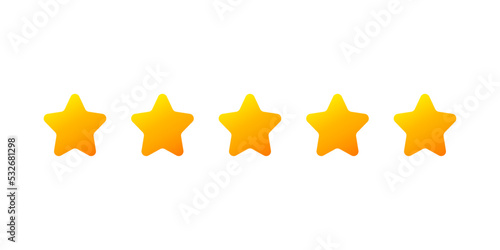 Five star rating icon set isolated on white background. Feedback, Review and rate us stars Simple vector illustration in flat style design.