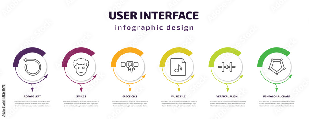 user interface infographic template with icons and 6 step or option ...