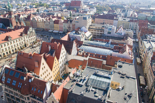 Wroclaw, Poland, market square, view of the sights of the city . Colorful cities concept. Travel Europe.