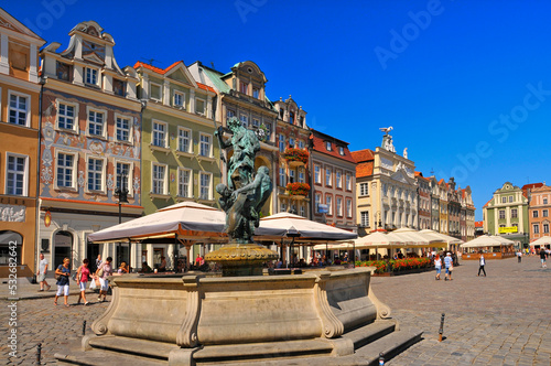 Neptune`s fountain. Poznan, Greater Poland Voivodeship, Poland.