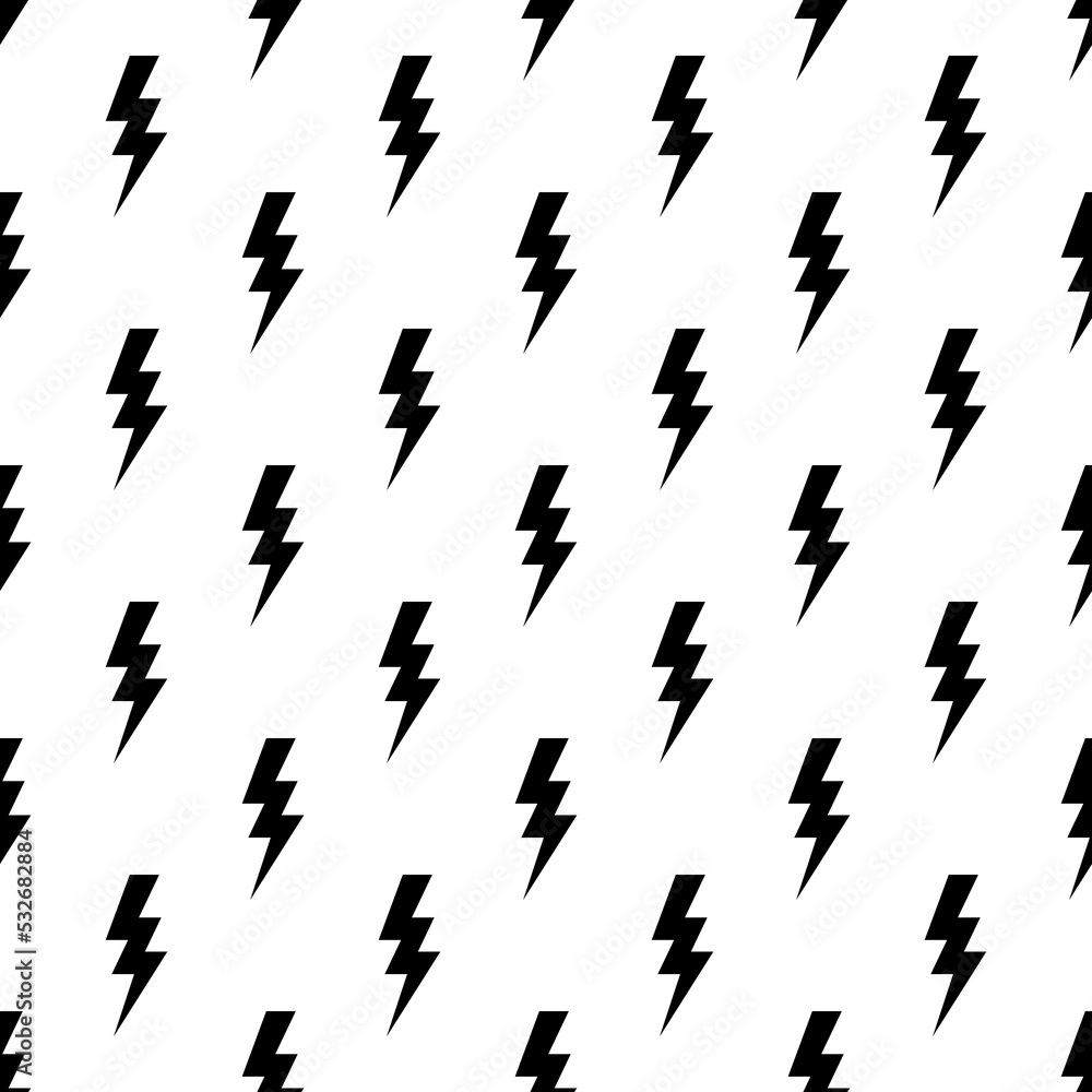 Lightning bolts, thunderbolts seamless pattern vector illustration.
