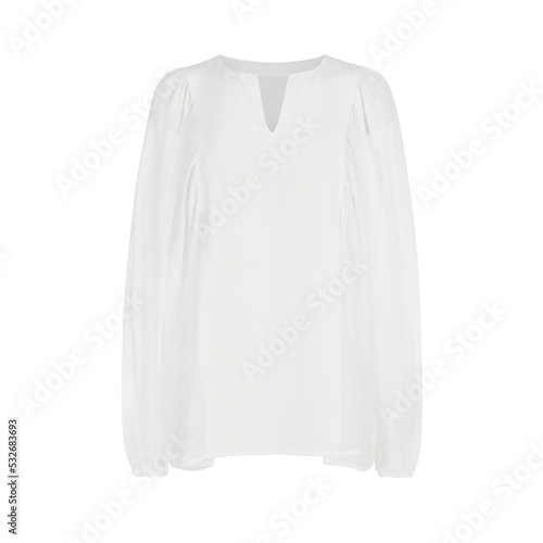 White women's blouse with long wide sleeves