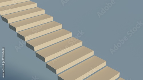 Model of a simple staircase. 3d image of steps. Ladder on a light background. Rise to the top.